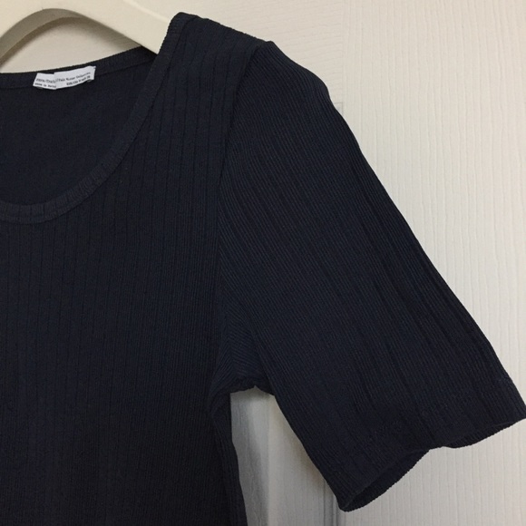 ZARA Ribbed Navy Tee - Picture 4 of 5